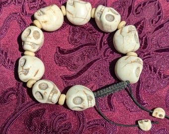 Large Skull Hand Mala Prayer Beads Yak Bone Handmade in Nepal