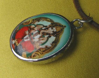 Beautiful SILVER Buddha amulet from Nepal with small Thangka: Ganesha