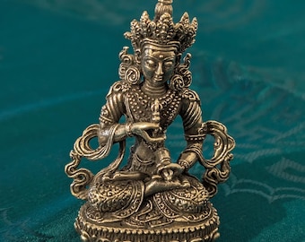 Very fine mini Vajrasattva, Silver Miniature Buddha Statue from Nepal