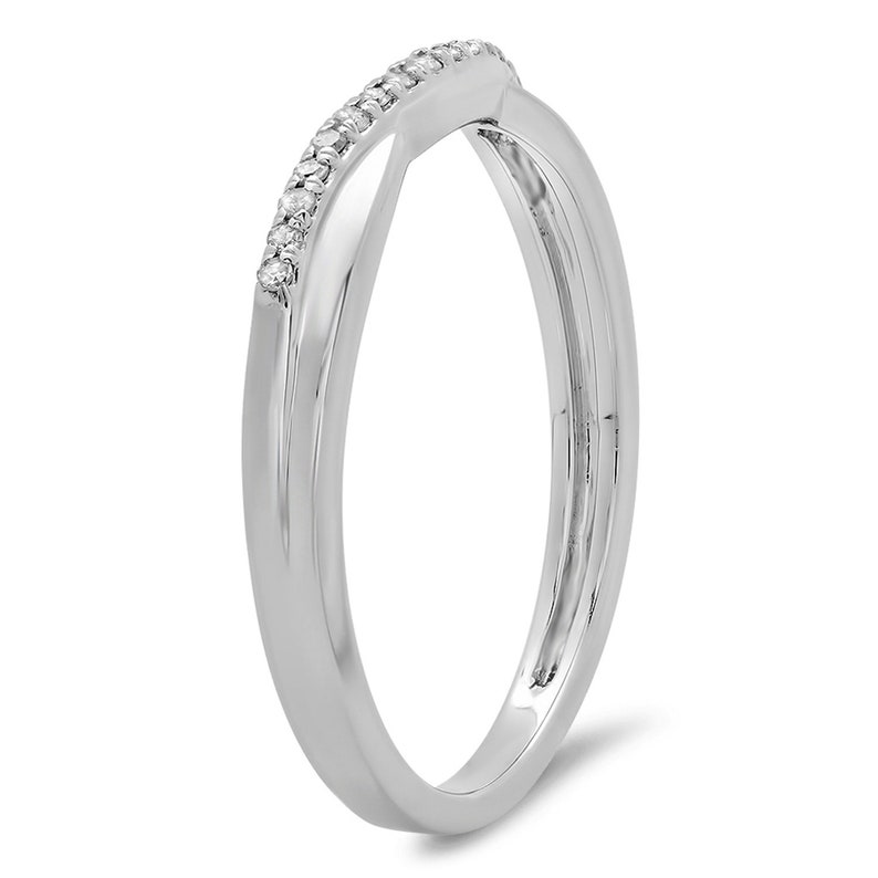 0.55 Carat Ctw 14K White Gold Over .925 Sterling Silver Round Cut Diamond Ladies Anniversary Wedding Guard Contour Band 12 CT