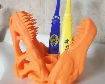 t-rex toothbrush holder | tyrannosaurus rex | dinosaur bathroom | t rex | t-rex bathroom | boys bathroom | toothbrush holder | kids bathroom