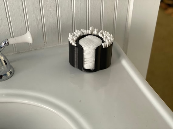 Cotton Pad Holder with Makeup Brush and Swab Storage | Cotton Round Vanity Organizer