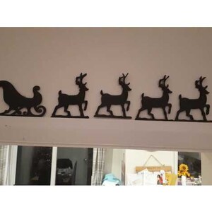 Santa Sleigh and Reindeer wall decoration | babys first chrismast ornament | babies first christmas | Our first christmas | sleigh bells