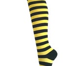 Women and Girl 39 s Black with Yellow Zebra Stripes Knee High Dress Socks