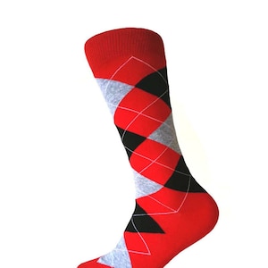 Junior Ring Bearer Boy&#39;s Red with Black and Gray Color Argyle Dress Socks