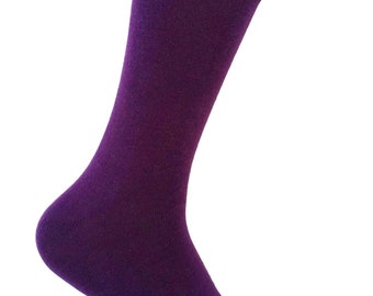 Men's Dark Purple/Plum Solid Color Dress Socks