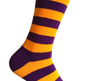 Men's Gold Yellow Stripes With Different Prime Color Dress Socks