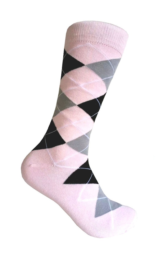 Compasión grado seriamente Calcetines de hombre rosa claro con rombos de color negro y - Etsy México