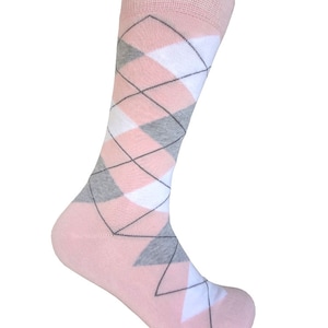 Triple M Plus Multi-purpose Pink With White and Gray Color Plaid Necktie Bowtie and Argyle Socks for Men In Various Package