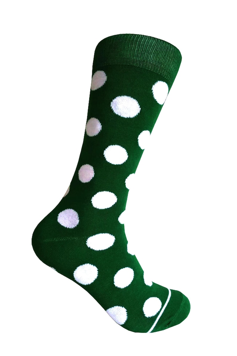 Men's Kelly Green With White Polka Dots Dress Socks Etsy