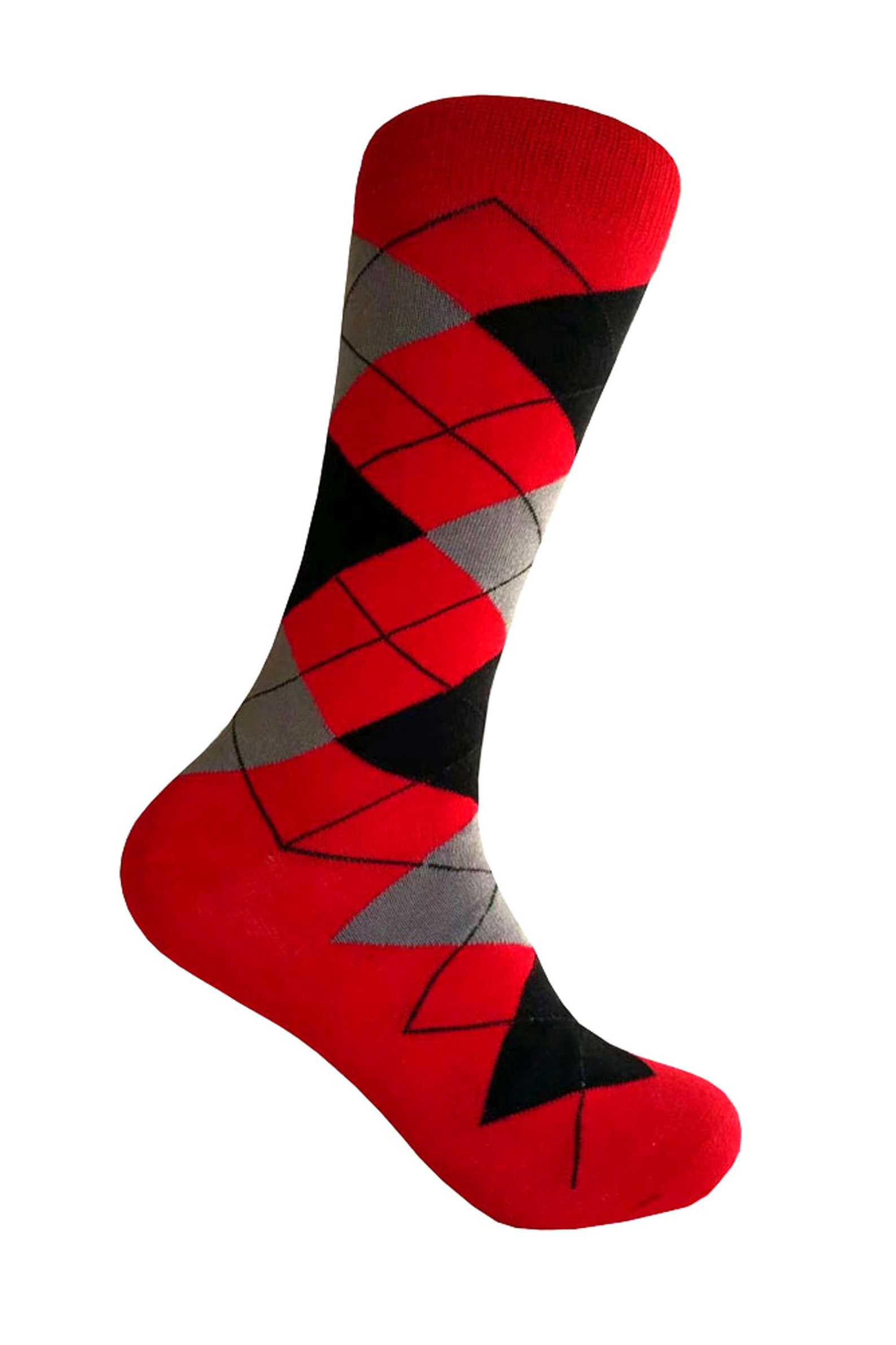 Men's Red/Black/ Heather Gray Argyle Dress Socks | Etsy