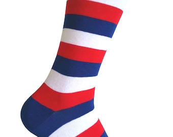 Men's Blue/Red/White Stripes Dress Socks