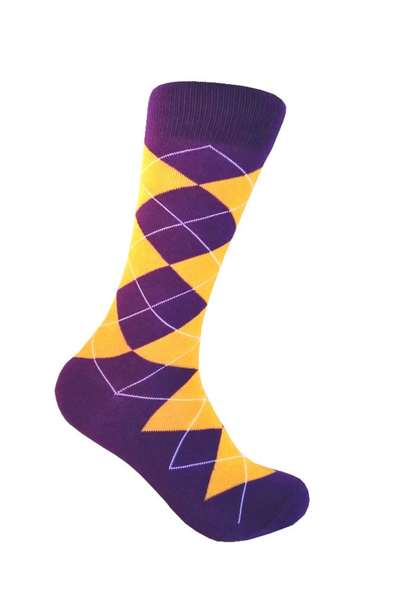 purple and gold dress socks Purple and Gold Birdseye | Premium Team Color Dress Socks main image 1