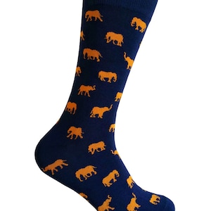 Men's Novelty Elephant Pattern Combed Cotton Dress Socks