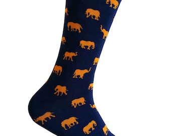 Men's Novelty Elephant Pattern Combed Cotton Dress Socks