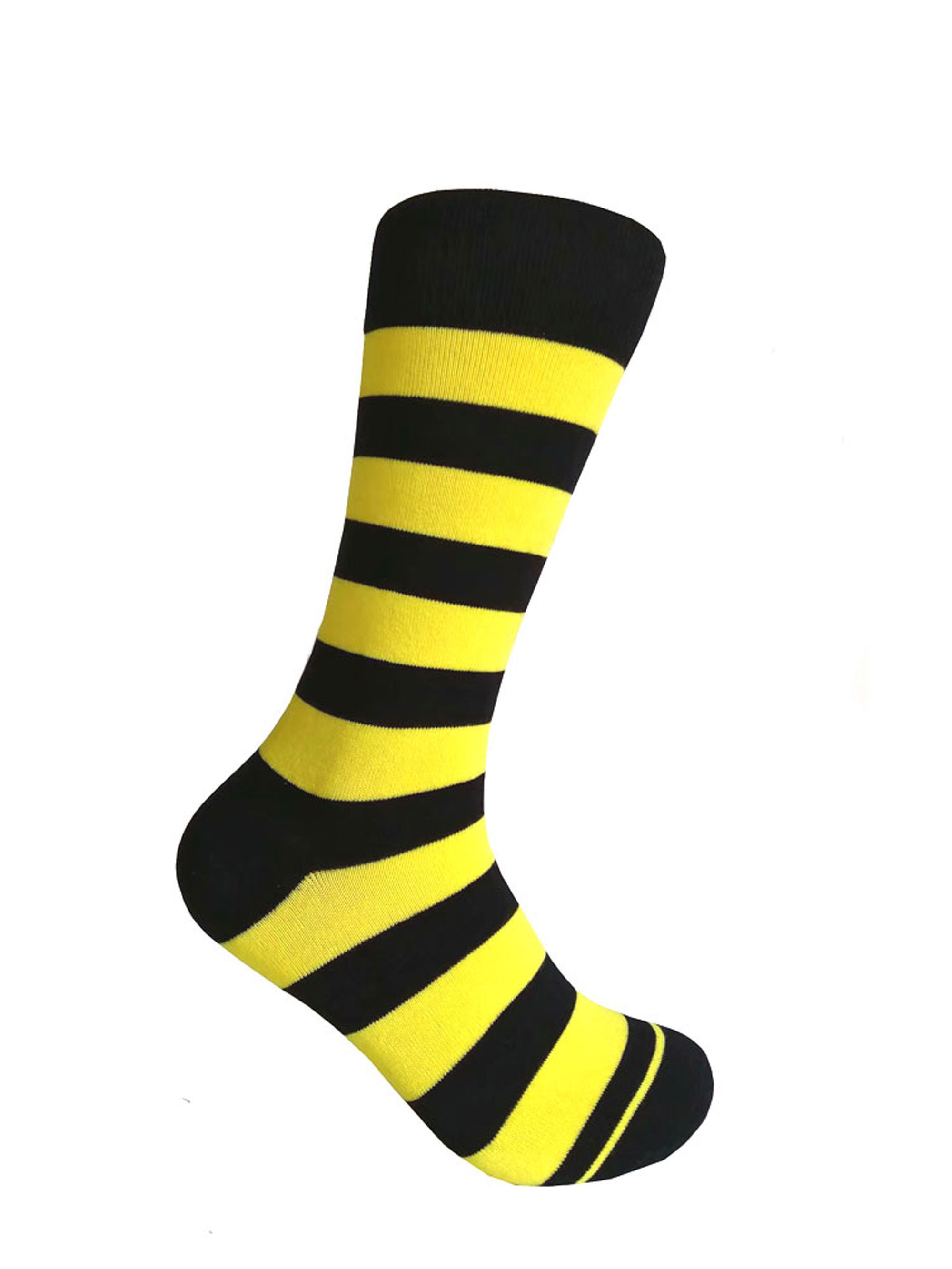 Men's Black with Bright Yellow Color Stripes Dress Socks