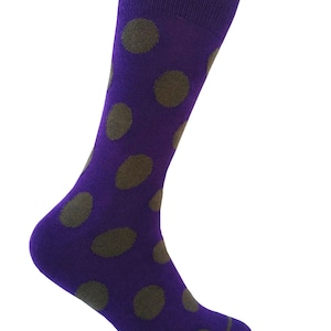 Men&#39;s Purple with Charcoal Gray Polka Dots Dress Socks