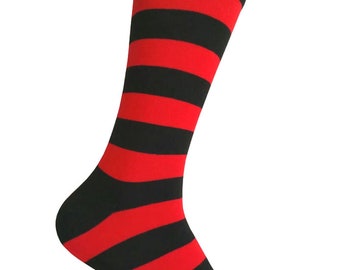 Men's Black With Red Color Stripes Dress Socks