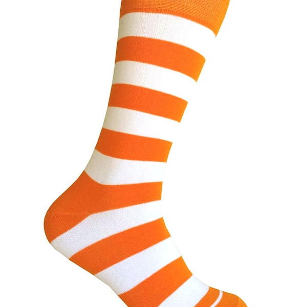Men's Orange with White Color Stripes Socks