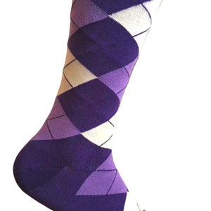 Men&#39;s Argyle Dress Socks in Purple(Violet) with Light Purple and Cream Color In Multi-Packages