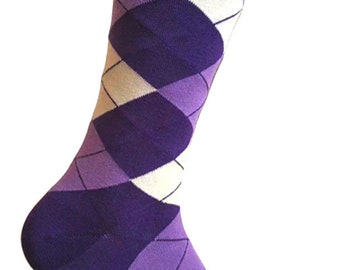 Men's Argyle Dress Socks in Purple(Violet) with Light Purple and Cream Color In Multi-Packages