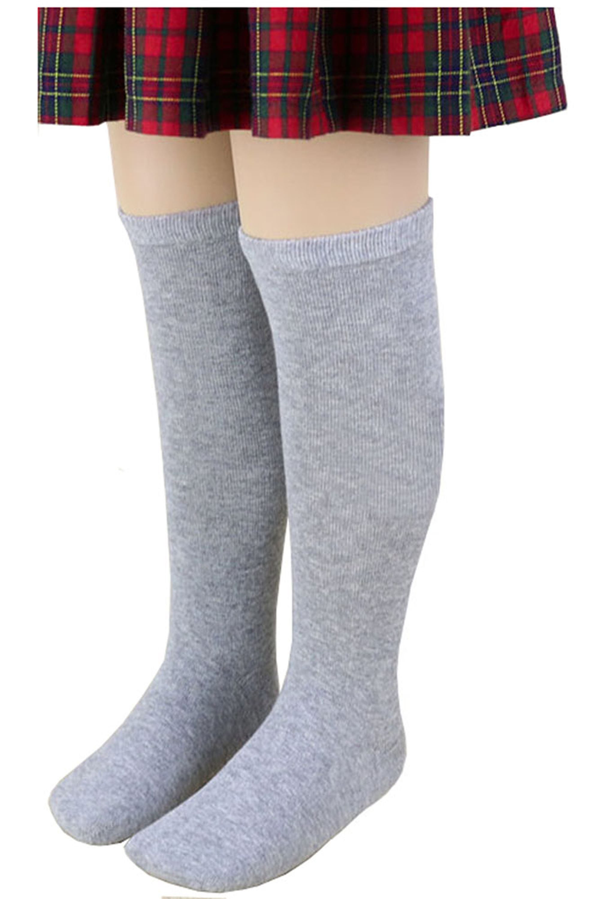 2 Pairs Girls Knee High Socks With Black And White Bow Decorations For
