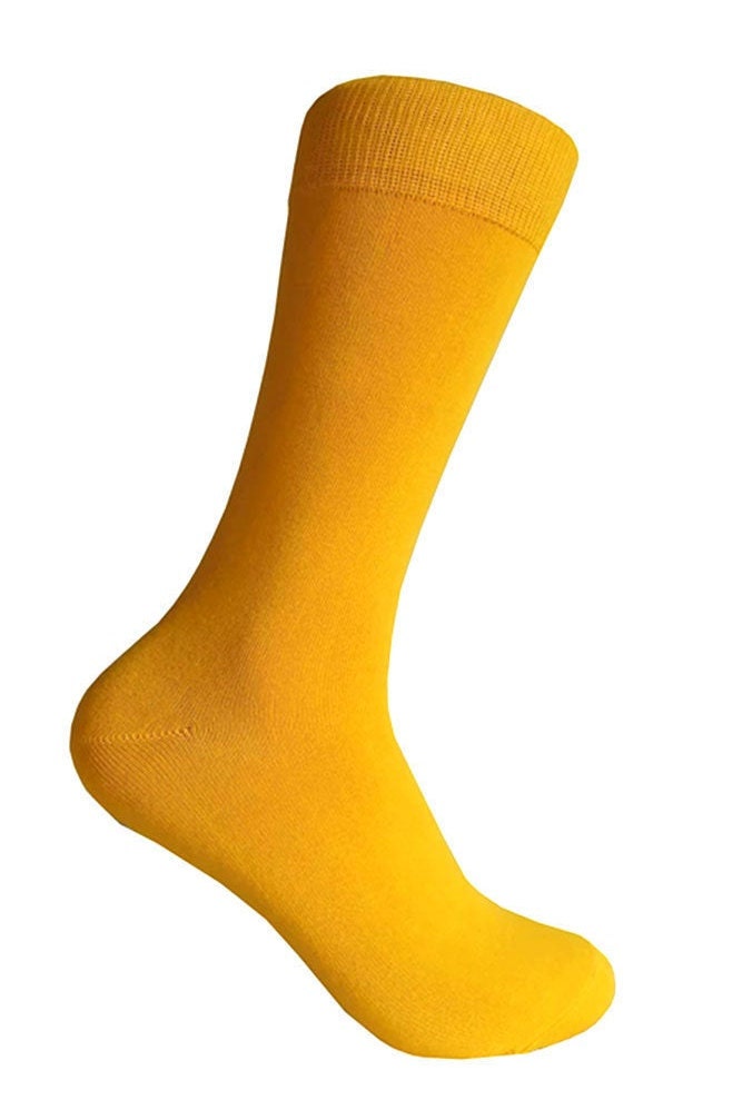 Men's Gold Yellow Solid Color Dress Socks -  Sweden