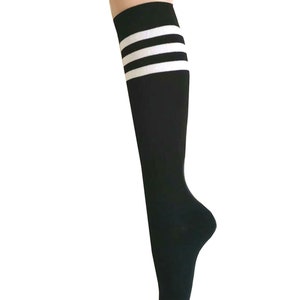 Frauen und Mädchen Rollschuh Retro Triple Stripes Tube Kniestrümpfe
