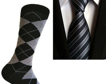 Black/Gray Necktie and Socks Package