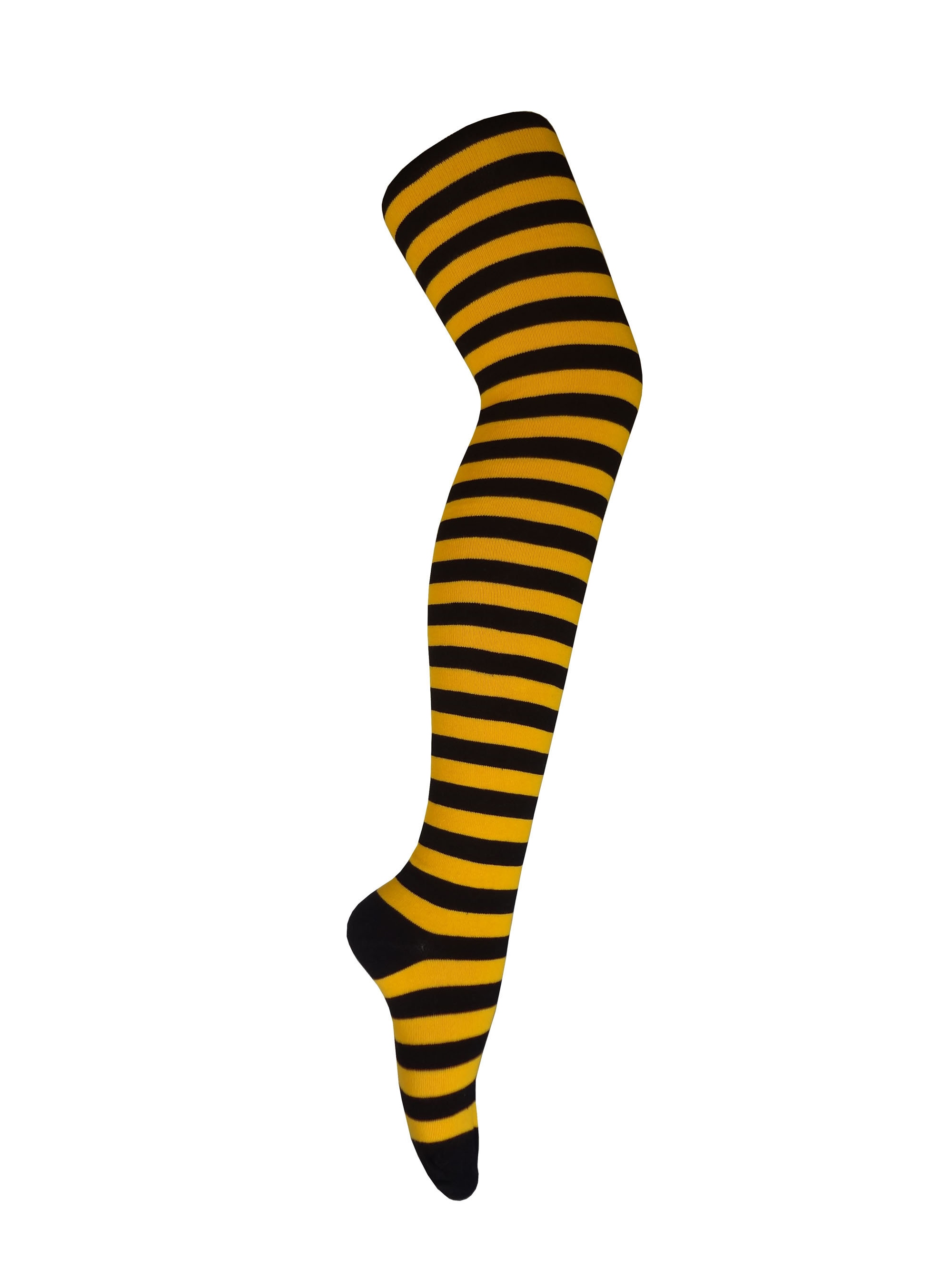 Women and Girls Black With Gold Yellow Zebra Stripes Thigh High