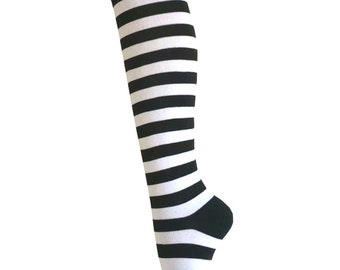 Women and Girls Multi-Colors Knee High Zebra Stripes Halloween Costume Cosplay Uniform Skirts Tube Socks