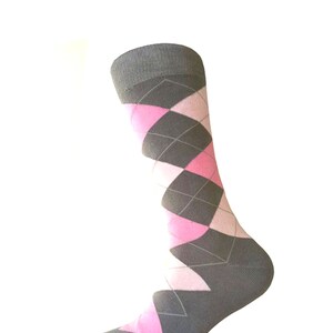 Junior Ring Bearer Boy&#39;s Grey/Light Pink/Pink Color Argyle Dress Socks