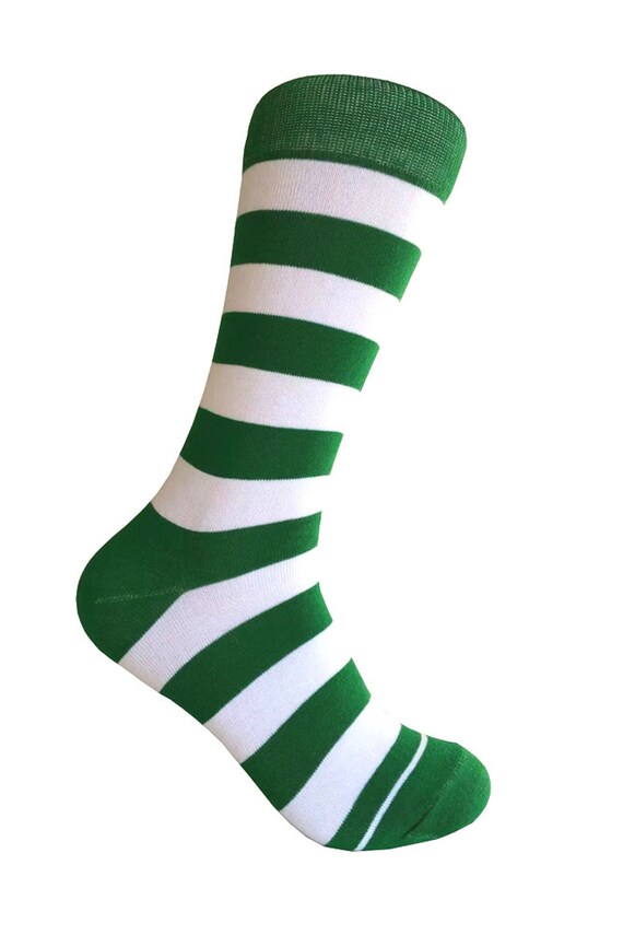 Men's St. Patrick's Day Irish Green with White Stripes Dress Socks