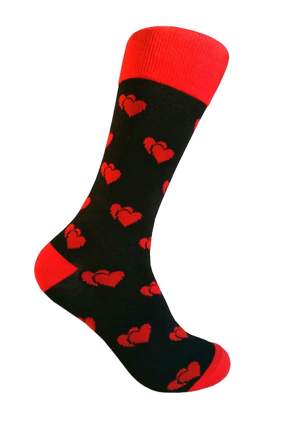Unisex Valentine's Day Novelty Red Heart Pattern Dress Socks Unisex Valentine's Day Novelty Red Heart Pattern Dress Socks