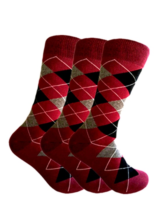 Triple M Plus Men's Burgundy(claret/sangria/wine/maroon) With Black and  Gray Color Argyle Dress Casual Mid-calf Socks in Various Package - Etsy  Norway