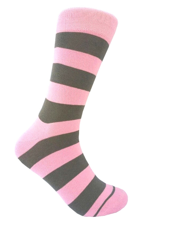 Men's Pink/Charcoal Grey Color Stripes Dress Socks Men's Pink/Charcoal Grey Color Stripes Dress Socks