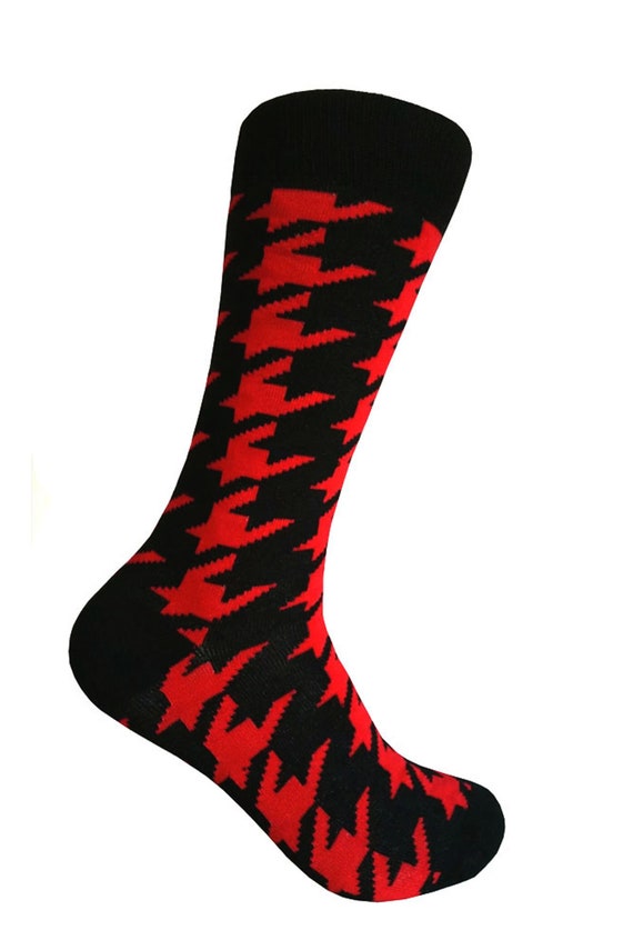 open lace back dress Steel Grey with Black and Red Neats Cotton Sock Linked Toe Mid-Calf main image 1