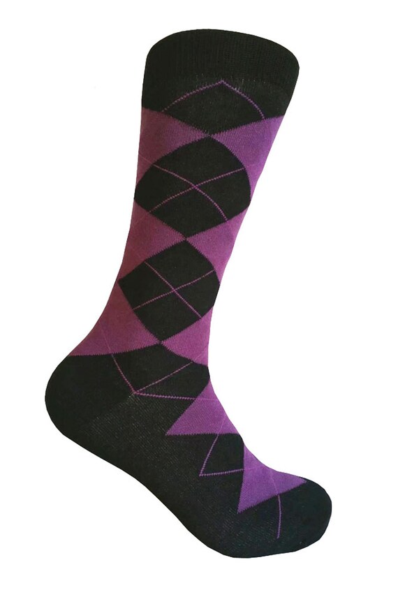 Men's Black/purple Color Argyle Dress Socks | Etsy