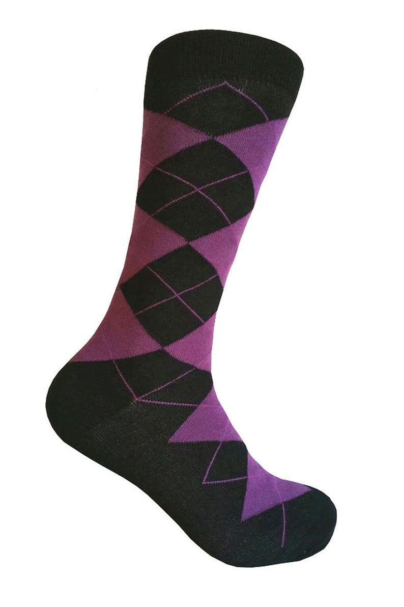 Men's Black/purple Color Argyle Dress Socks Etsy