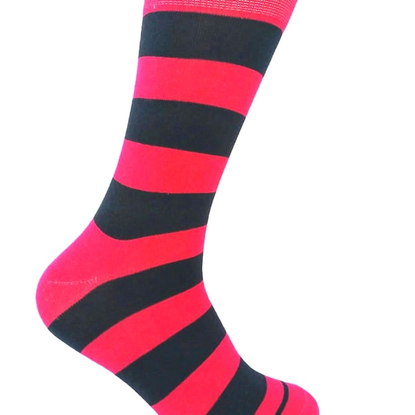 Men's Dark Pink/Dark Navy Color Stripes Dress Socks