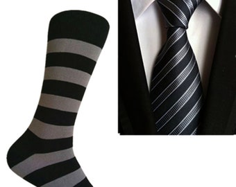 Black/Gray Matching  Socks with Necktie Package
