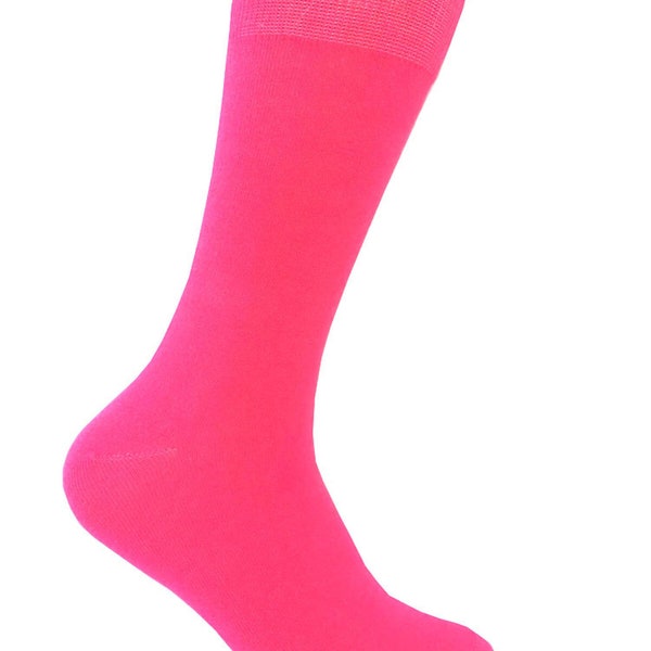 Men's Bright Pink Solid Color Dress Socks