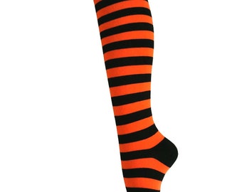 Triple M Plus Multi-Colors Zebra Stripes Knee High Tube Socks for Women and Girls In Size 5-10