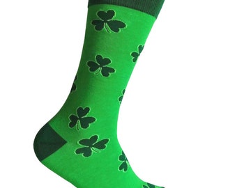 Men's St. Patrick's Day Irish Green Shamrock Pattern Dress Socks