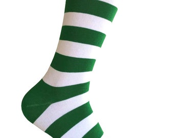 Novelty Men's Green with Multi-Colors Stripes Mid-Calf St. Patrick's Day Costume Cosplay Bachelor Party Wedding Groomsman Gift Dress Socks