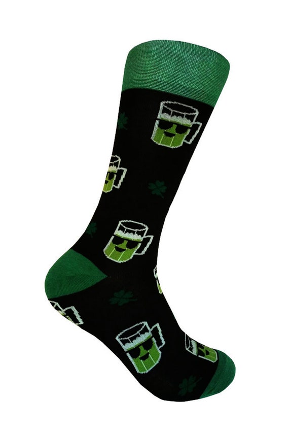 Calzini Eleganti Uomo Verde Trifoglio – San Patrizio – Cotone Misto, Medio Polpaccio