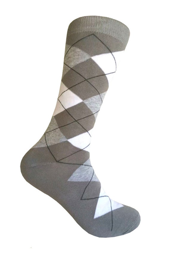 Light Pink //Light Heather Gray //White Groomsmen Wedding Argyle Dress socks