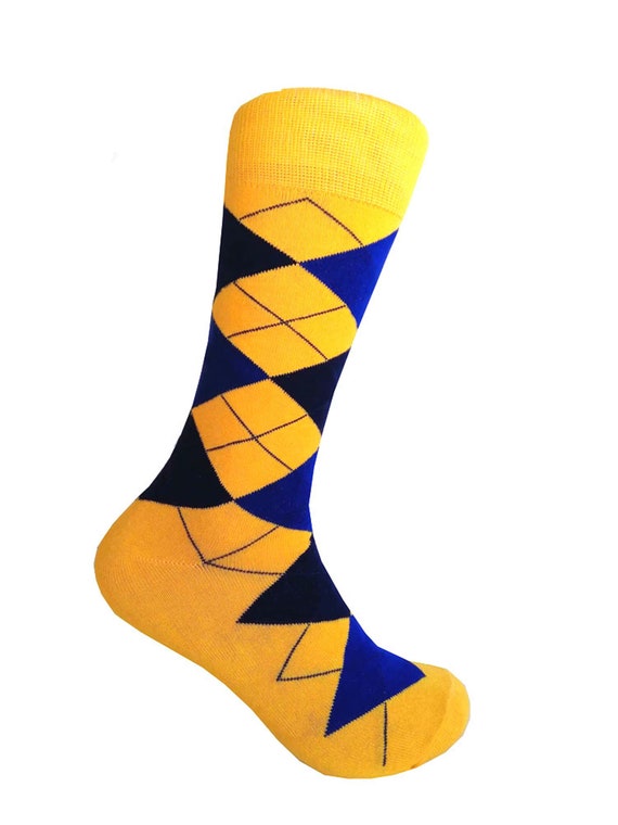 blue and yellow dress socks