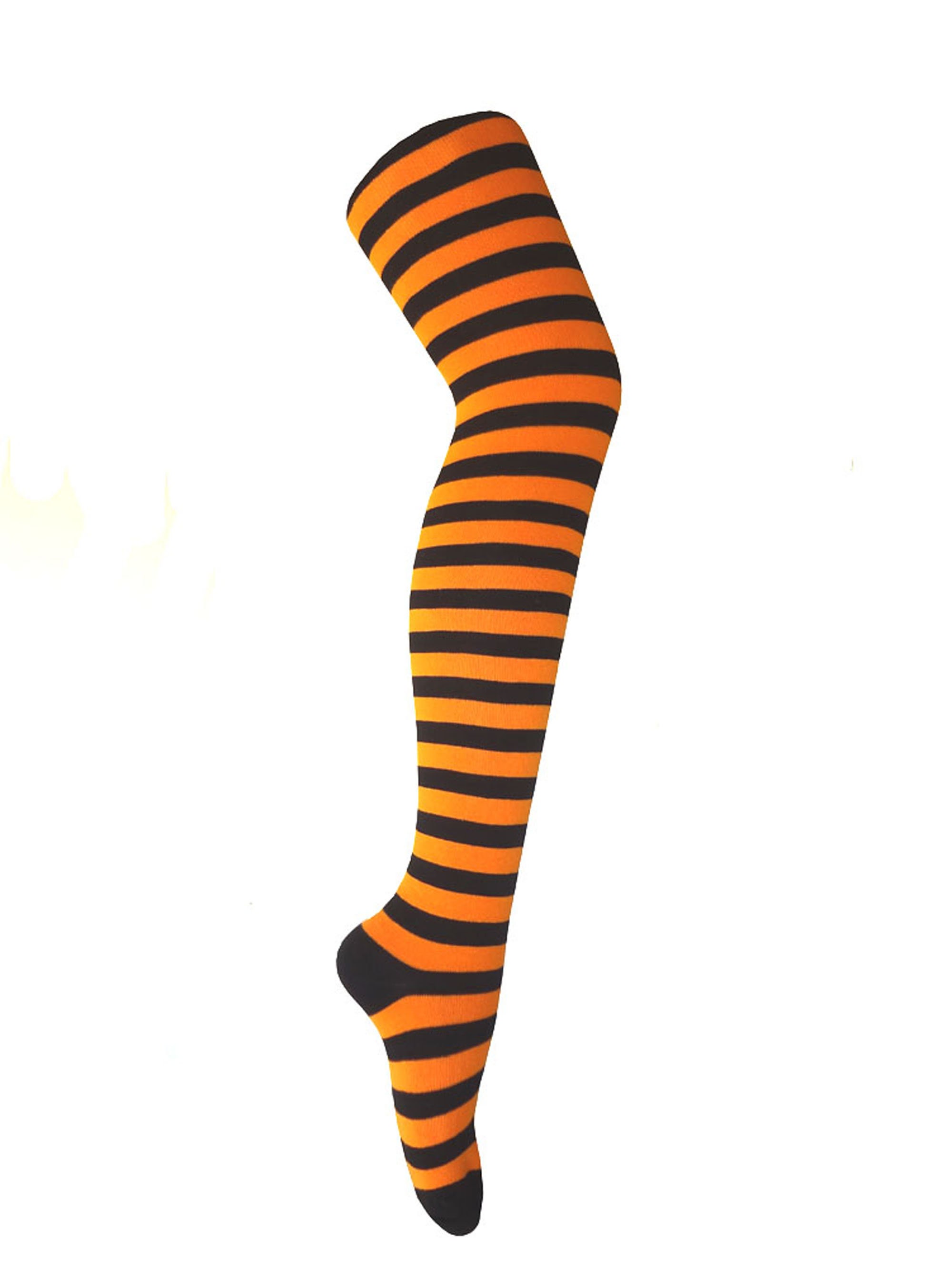 Women and Girls Black With Orange Color Zebra Stripes Thigh High