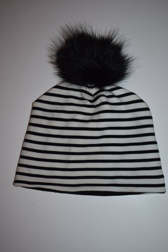 black and white striped hat